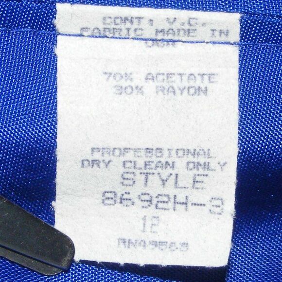 VICTOR COSTA/Lord & Taylor Dress, Vintage 12, Statement shoulders, Blue, Flowers - Picture 14 of 14